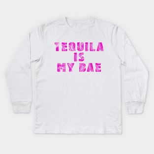 tequila is my bae Kids Long Sleeve T-Shirt